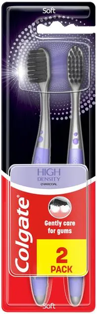 Зубна щітка Colgate High Density чорне вугілля, м'яка, 2 шт