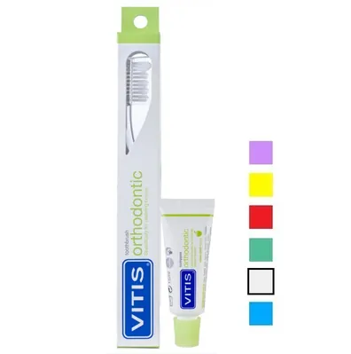 Набір Dentaid Vitis Orthodontic Regular зубна щітка (прозора) + зубна паста Vitis Orthodontic 15 мл
