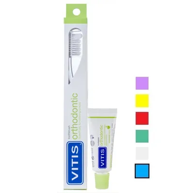 Набір Dentaid Vitis Orthodontic Regular зубна щітка (синя) + зубна паста Vitis Orthodontic 15 мл