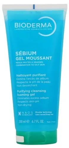 Гель Bioderma Sebium очищуючий для обличчя для жирної та комбінованої шкіри, 200 мл туба