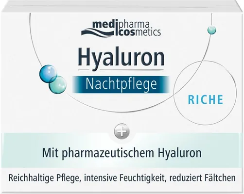 Крем для обличчя Medipharma Cosmetics Hyaluron Riche нічний відновлюючий для сухої шкіри, 50 мл