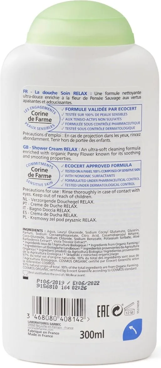 Гель-крем для душу Corine De Farme Bio Organic Relax Дика фіалка, 300 мл