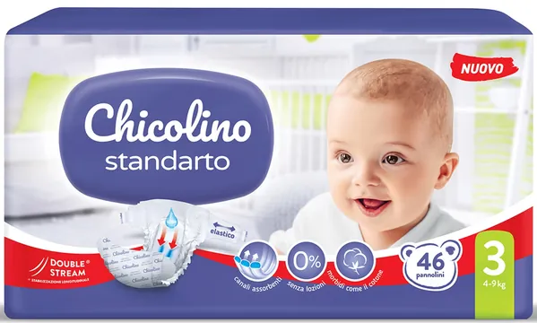 Підгузки Chicolino Standarto дитячі, розмір 3, 4-9 кг, 46 шт