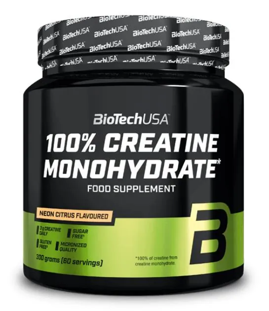 Креатин Biotech 100% Creatine Monohydrate неоновий цитрус, банка 300 г