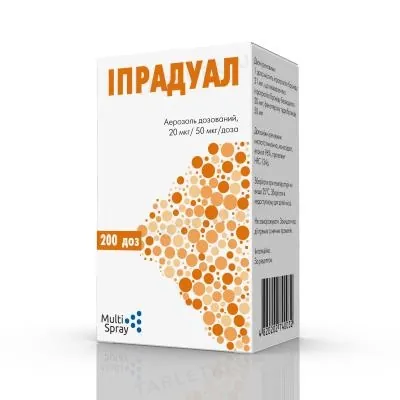 Іпрадуал аерозоль доз. 20 мкг/50 мкг по 200 доз у балон.
