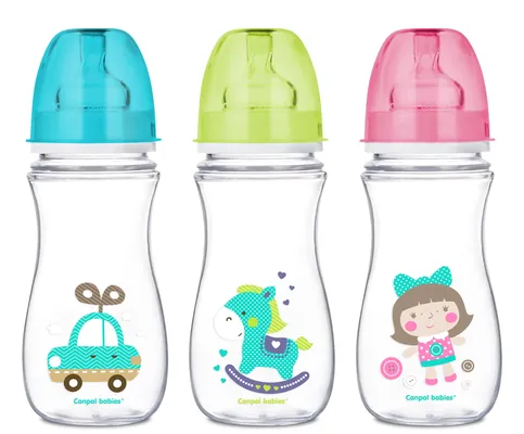 Пляшечка антиколікова Canpol Babies EasyStart Кольорові звірята 35/206 з широким отвором, 240 мл
