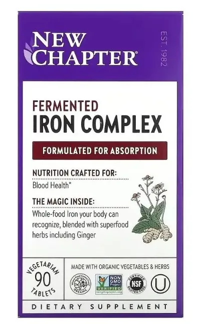 Залізо комплекс New Chapter Fermented Iron Complex, 90 вегетаріанських таблеток