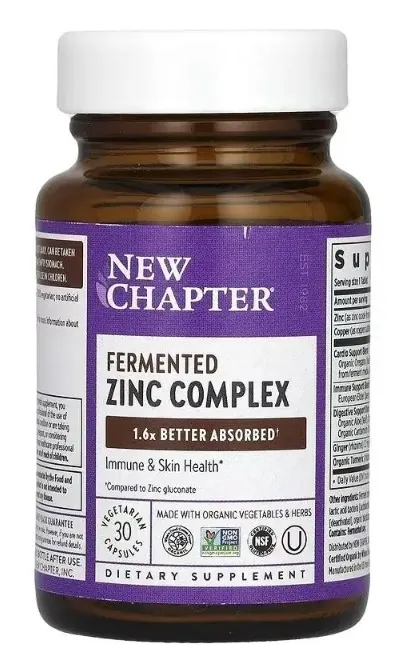 Цинк комплекс New Chapter Fermented Zinc Complex, 30 вегетаріанських капсул