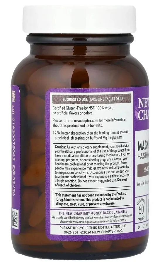 Магній та Ашваганда New Chapter Magnesium + Ashwagandha, 60 таблеток