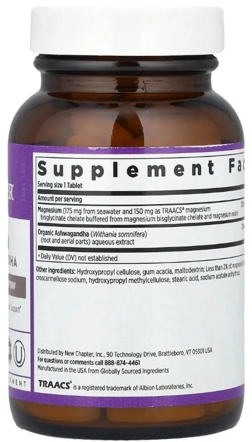 Магній та Ашваганда New Chapter Magnesium + Ashwagandha, 60 таблеток