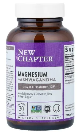 Магній та Ашваганда New Chapter Magnesium + Ashwagandha, 30 таблеток
