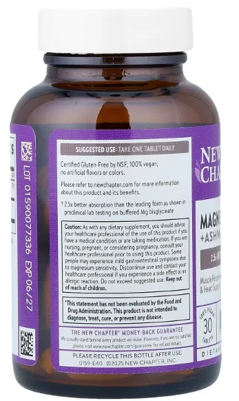 Магній та Ашваганда New Chapter Magnesium + Ashwagandha, 30 таблеток