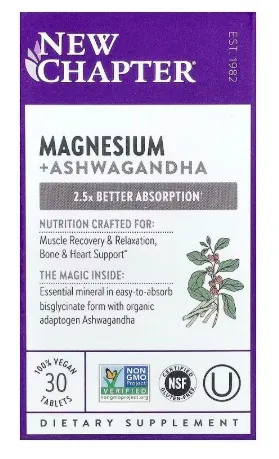 Магній та Ашваганда New Chapter Magnesium + Ashwagandha, 30 таблеток
