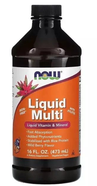 Мультивітаміни NOW Liquid Multi рідкі смак лісові ягоди, 473 мл