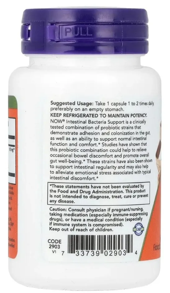 Пробіотики NOW Intestinal Bacteria Support вег. капсули №60