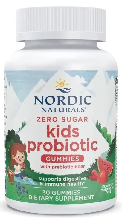 Пробіотик для дітей Nordic Naturals Kids Probiotic без цукру, смак полуниця-кавун, 30 жувальних цукерок