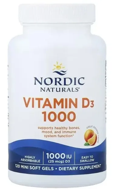 Вітамін Д3 Nordic Naturals Vitamin D3 1000 IU апельсиновий смак, 120 міні м'яких капсул