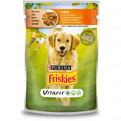 Корм вологий для собак Purina Friskies з куркою та морквою в соусі, 100 г