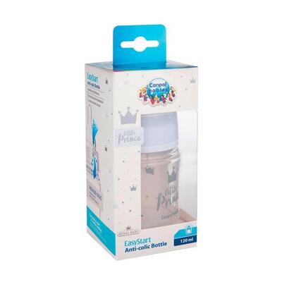 Пляшечка Canpol Babies Easystart Royal baby антиколікова з широким отвором, синя, 120 мл