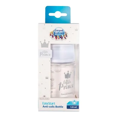 Пляшечка Canpol Babies Easystart Royal baby антиколікова з широким отвором, синя, 120 мл