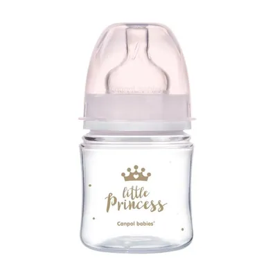 Пляшечка Canpol Babies Easystart Royal baby антиколікова з широким отвором, рожева, 120 мл