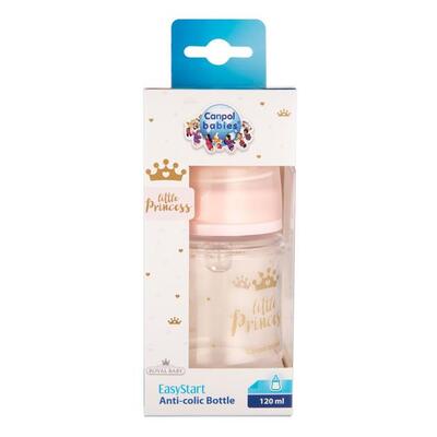 Пляшечка Canpol Babies Easystart Royal baby антиколікова з широким отвором, рожева, 120 мл