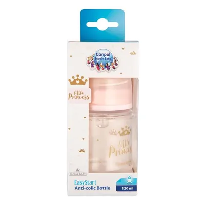 Пляшечка Canpol Babies Easystart Royal baby антиколікова з широким отвором, рожева, 120 мл