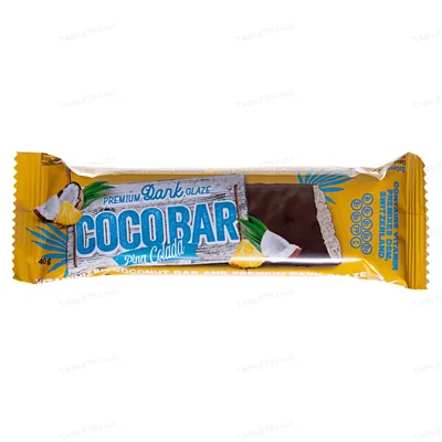 Батончик Coco Bar Premium Dark Glaze вітамінізований кокосовий у шоколадній глазурі, пина колада, 40 г