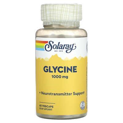 Глицин свободная форма Solaray Glycine Free 1000 мг, 60 капсул