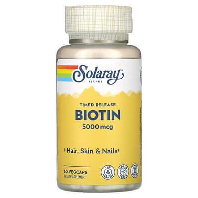 Биотин Solaray Biotin 5000 мкг, 60 капсул