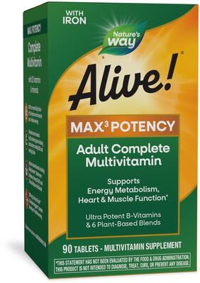 Мультивитамины Nature's Way Alive! Max3 Potency Multivitamin With Iron, 90 таблеток