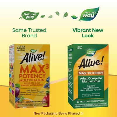 Мультивитамины Nature's Way Alive! Max3 Potency Multivitamin With Iron, 90 таблеток