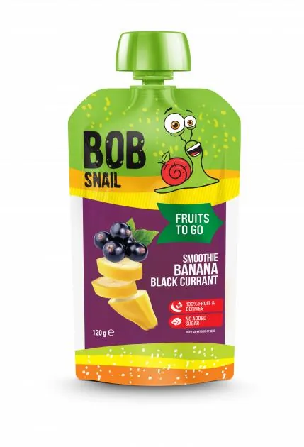 Пюре фруктове Bob Snail Fruits To Go Смузі Банан-Чорна смородина, пастеризоване, 120 г
