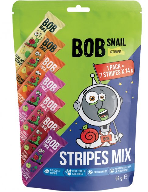 Набор Bob Snail Stripes Mix конфеты натуральные ассорти фруктово-ягодные, 98 г