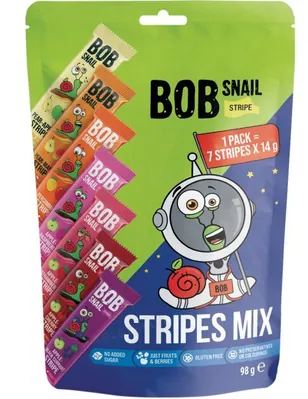 Набір Bob Snail Stripes Mix цукерки натуральні асорті фруктово-ягідні, 98 г