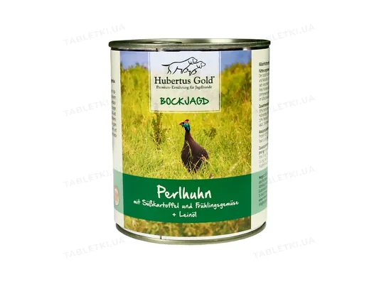 Консерва для собак Hubertus Gold Цесарка з бататом та весняним овочами, 800г