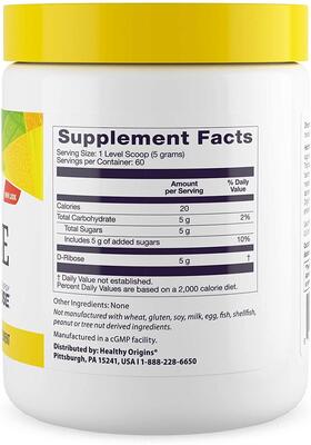 D-рибоза Healthy Origins D-Ribose порошок, 300 г