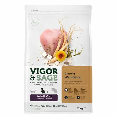 Корм сухий Vigor & Sage Ginseng Well-Being Adult Cat для дорослих котів, 2 кг