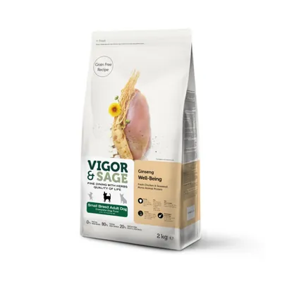 Корм сухий Vigor & Sage Ginseng Well-Being для дорослих собак малих порід, 2 кг
