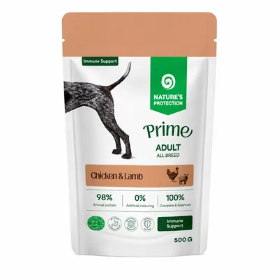 Корм вологий для собак Nature's Protection Prime Adult All Breeds Immunity Support з куркою та ягням, 500 г
