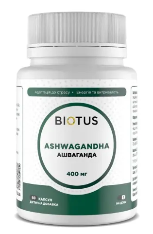 Ашваганда Biotus Ashwagandha 400 мг, 60 капсул