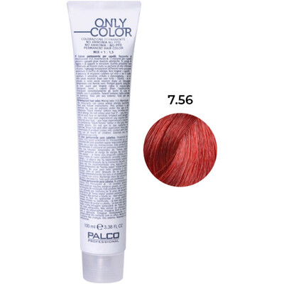 Крем-краска для волос Palco Professional Only Color безаммиачная № 7.56 блонд средний махагоновый красный, 100 мл