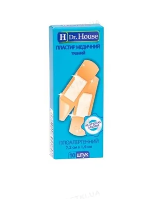 Набір пластирів медичних Dr. House тканий, 7,2 см х 1,9 см, 10 штук