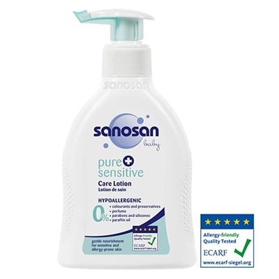 Лосьон детский Sanosan Baby pure+sensitive гипоаллергенный для чувствительной кожи, 200 мл