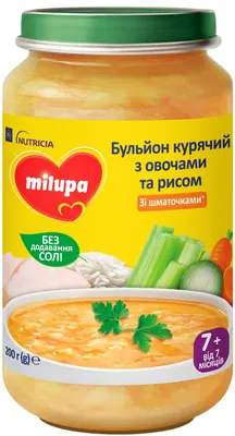 Бульйон курячий Milupa з овочами та рисом для дітей від 7 місяців, 200 г