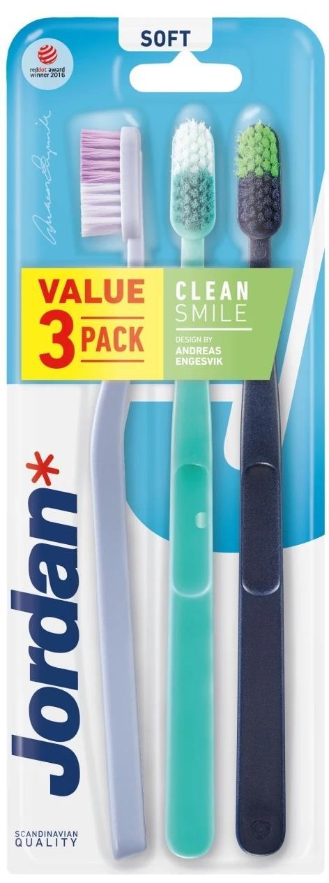 Зубна щітка Jordan Clean Smile м`яка, 3 шт