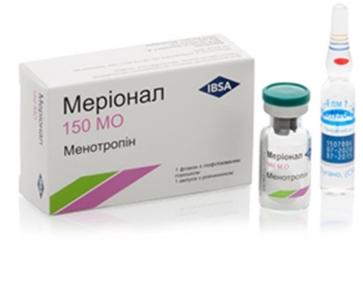 Мерионал порошок лиоф. д/приг. р-ра д/ин. по 150 МЕ №1 во флак. с р-лем