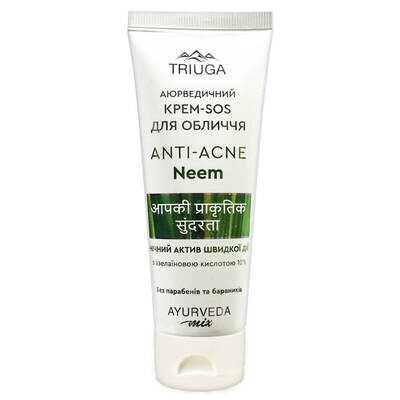 Крем-SOS для обличчя Triuga Anti-Acne Neem Аюрведичний для проблемної шкіри, нічний, 75 мл
