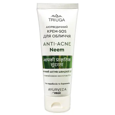 Крем-SOS для обличчя Triuga Anti-Acne Neem Аюрведичний для проблемної шкіри, нічний, 75 мл