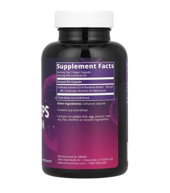 Кордицепс штамм CS-4 MRM Nutrition Cordyceps CS-4 Strain веганские капсулы №60
